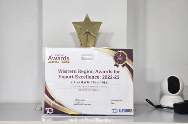 EEPC INDIA Western Region Export Excellence Award 2022–23 – Star Performer (Machine Tools) | Atlas Machines India 